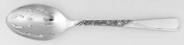 Rose Motif (Sterling, 1954, No Monograms) Pierced Tablespoon (Serving Spoon)