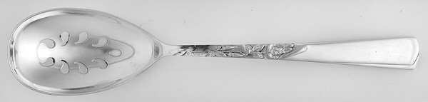 Rose Motif (Sterling, 1954, No Monograms) Pierced Solid Serving Spoon