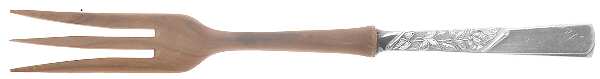 Rose Motif (Sterling, 1954, No Monograms) Salad Serving Fork with Wooden Prongs