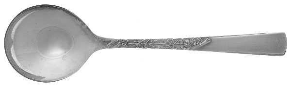 Rose Motif (Sterling, 1954, No Monograms) Round Bowl Soup Spoon (Cream Soup)