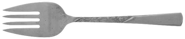 Rose Motif (Sterling, 1954, No Monograms) Medium Solid Cold Meat Serving Fork