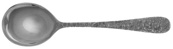 Stieff Rose (Sterling, 1892, No Monograms) Round Bowl Soup Spoon Large (Cream Soup)