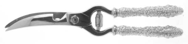 Stieff Rose (Sterling, 1892, No Monograms) Poultry Shears,Stainless Blades,Full Repousse