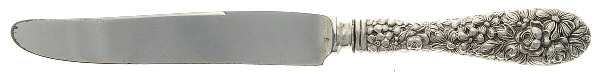 Stieff Rose (Sterling, 1892, No Monograms) New French Hollow Knife with Bolster,Full Repousse