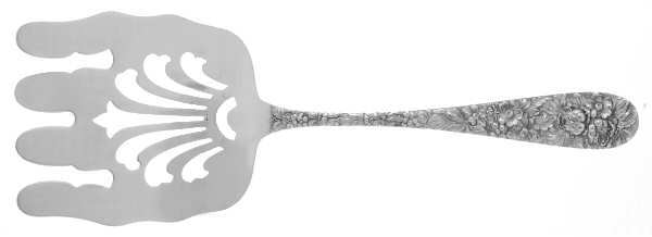 Stieff Rose (Sterling, 1892, No Monograms) Large Solid Asparagus Serving Fork