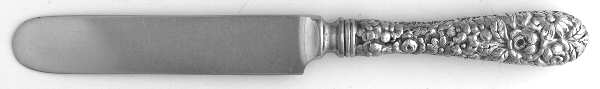 Stieff Rose (Sterling, 1892, No Monograms) Baby Knife w/Stainless Blade,Full Repousse