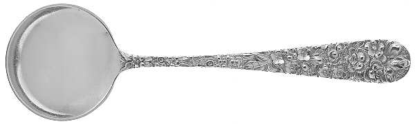 Stieff Rose (Sterling, 1892, No Monograms) Large Round Bowl Soup Spoon (Bouillon)