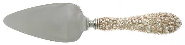 Stieff Rose (Sterling, 1892, No Monograms) Full Repousse' Cheese Server with Stainless Blade