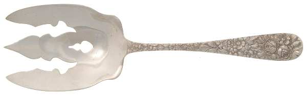 Stieff Rose (Sterling, 1892, No Monograms) Oversize Solid Salad Servng Fork