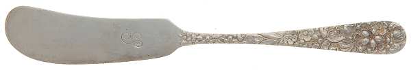 Stieff Rose (Sterling, 1892, No Monograms) Flat Handle Butter Spreader
