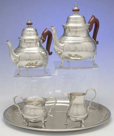 Williamsburg (Pewter, Hollowware) 5 Piece Tea Set (CPBRH,TPBRH, CR, SUO, RT13)