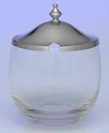 Williamsburg (Pewter, Hollowware) Glass Marmalade & Pewter Lid