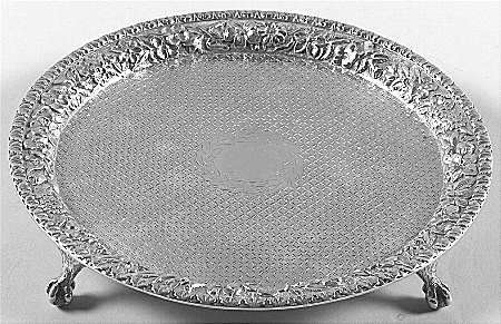 Repousse-Full Chased-Hand Chased 6" 4 Toed Round Salver
