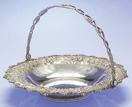 Repousse-Full Chased-Hand Chased 11" Handled Basket