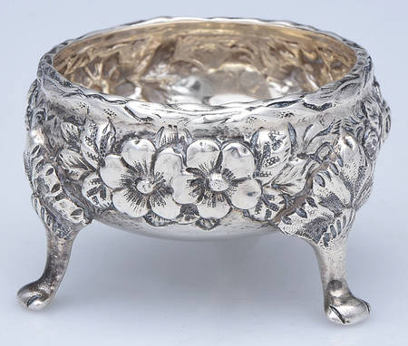 Repousse-Full Chased-Hand Chased Sterling Individual Open Salt
