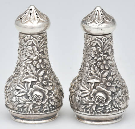 Repousse-Full Chased-Hand Chased Salt & Pepper Set