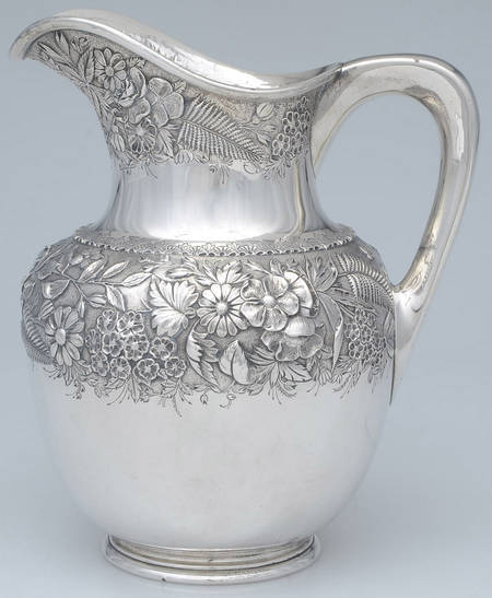 Repousse-Full Chased-Hand Chased Sterling Water Pitcher