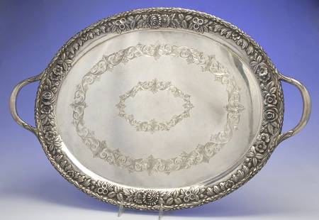 Repousse-Full Chased-Hand Chased 24" Waiter Tray