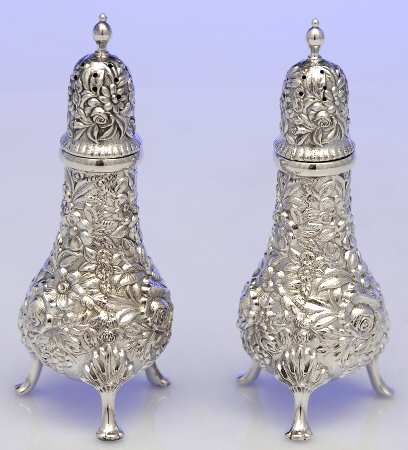 Repousse-Full Chased-Hand Chased Salt and Pepper Set