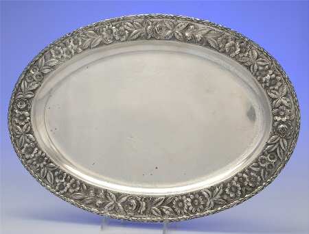 Repousse-Full Chased-Hand Chased 18" Oval Serving Platter