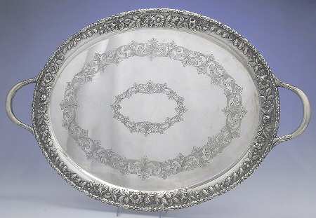Repousse-Full Chased-Hand Chased 22" Waiter Tray
