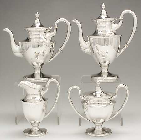 Colonial (Sterling, 0650, Hollowware) 4 Piece Tea Set (SCP, STP, SCR, SSU)