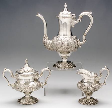 Stieff Rose (Sterling, 1892, Hollowware) 3 Piece Demi Set