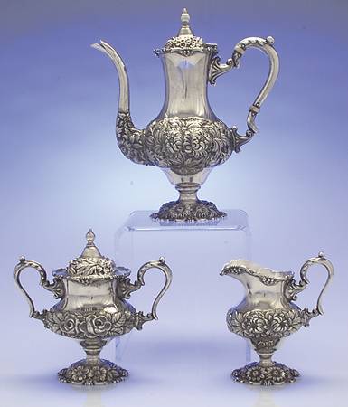 Stieff Rose (Sterling, 1892, Hollowware) 3 Piece Demi Set
