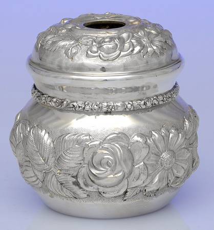 Stieff Rose (Sterling, 1892, Hollowware) Hair Receiver Jar with Lid