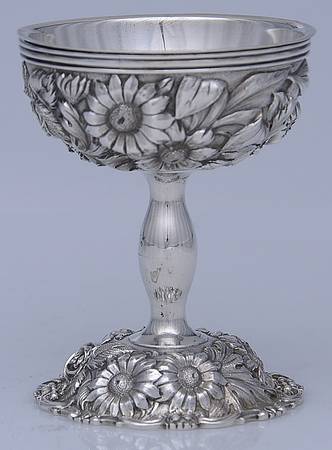 Stieff Rose (Sterling, 1892, Hollowware) Stemmed Ice Cream Cup & Liner