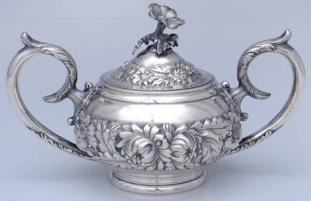 Stieff Rose (Sterling, 1892, Hollowware) Sugar Bowl & Lid
