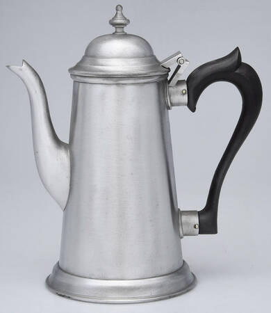 Colonial (Pewter, Hollowware) Black Handle Coffee Pot