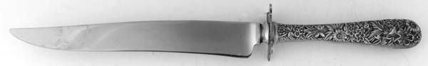 Repousse (Sterling, 1924, S.Kirk & Son, Inc.) Small Carving Knife Stainless Blade W/Sterling Gua