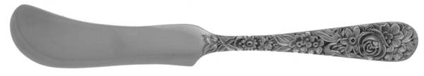 Repousse (Sterling, 1924, S.Kirk & Son, Inc.) Flat Butter Spreader-Front and Back Design
