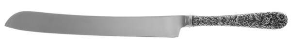 Repousse (Sterling, 1924, S.Kirk & Son, Inc.) Wedding Cake Knife with Stainless Blade HC