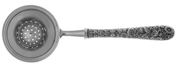 Repousse (Sterling, 1924, S.Kirk & Son, Inc.) Tea Strainer Overcup Serving-Stainless Bowl HC