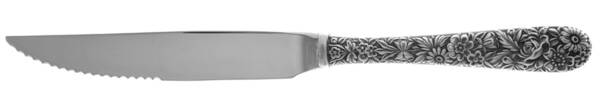 Repousse (Sterling, 1924, S.Kirk & Son, Inc.) Steak Knife Individual Hollow, Serrate HC