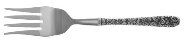 Repousse (Sterling, 1924, S.Kirk & Son, Inc.) Cold Meat Fork Large, Stainless Tines HC