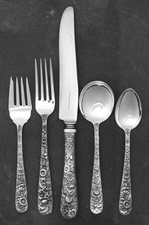 Repousse (Sterling, 1924, S.Kirk & Son, Inc.) 40  Piece Estate Set