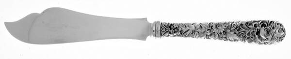 Repousse (Sterling, 1924, S.Kirk & Son, Inc.) Individual Hollow Handle Fish Knife-Sterling Blade