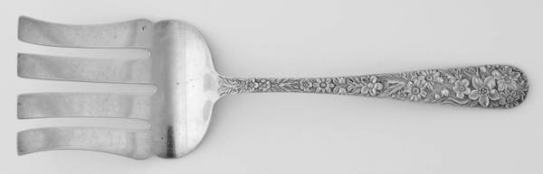 Repousse (Sterling, 1924, S.Kirk & Son, Inc.) Small Solid Asparagus Serving Fork