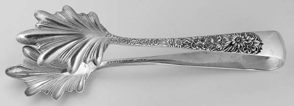 Repousse (Sterling, 1924, S.Kirk & Son, Inc.) Large Ice Serving Tongs with Bowl Tips