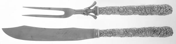 Repousse (Sterling, 1924, S.Kirk & Son, Inc.) 2 Pc Large Full Repousse Steak Carving Set,StnlBld