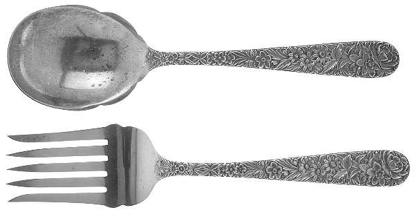 Repousse (Sterling, 1924, S.Kirk & Son, Inc.) (2 Pc) Solid Salad Set
