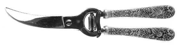 Repousse (Sterling, 1924, S.Kirk & Son, Inc.) Poultry Shears with Stainless Blades