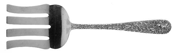 Repousse (Sterling, 1924, S.Kirk & Son, Inc.) Small Solid Asparagus Serving Fork
