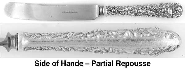 Repousse (Sterling, 1924, S.Kirk & Son, Inc.) Old French Hollow Knife with Bolster