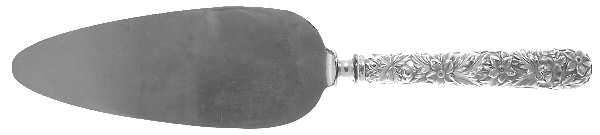 Repousse (Sterling, 1924, S.Kirk & Son, Inc.) Pie Server with Silverplate Blade & Full Repousse