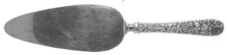Repousse (Sterling, 1924, S.Kirk & Son, Inc.) Pie Server with Silverplate Blade