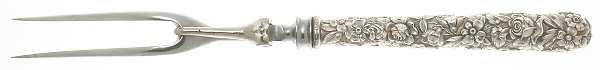 Repousse (Sterling, 1924, S.Kirk & Son, Inc.) Large Full Repousse Steak Carving Fork,Stnls Blade